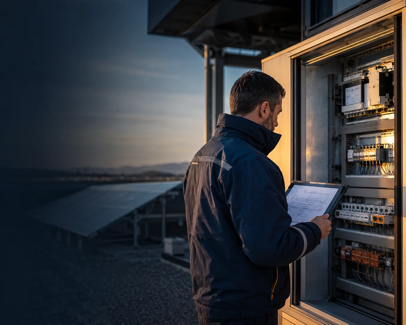 Ilustracija tehničara uz elektroenergetski sustav