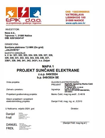 Projektna dokumentacija: Sunčana elektrana Jalovište